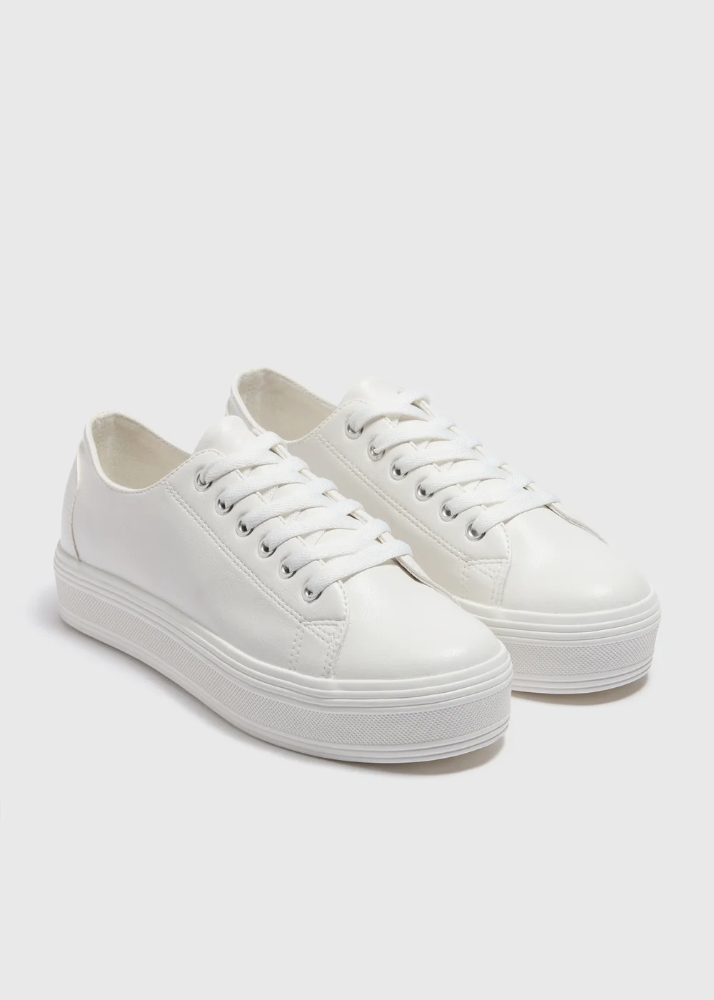 White Platform Lace Up Trainers - Size 3 Image 1