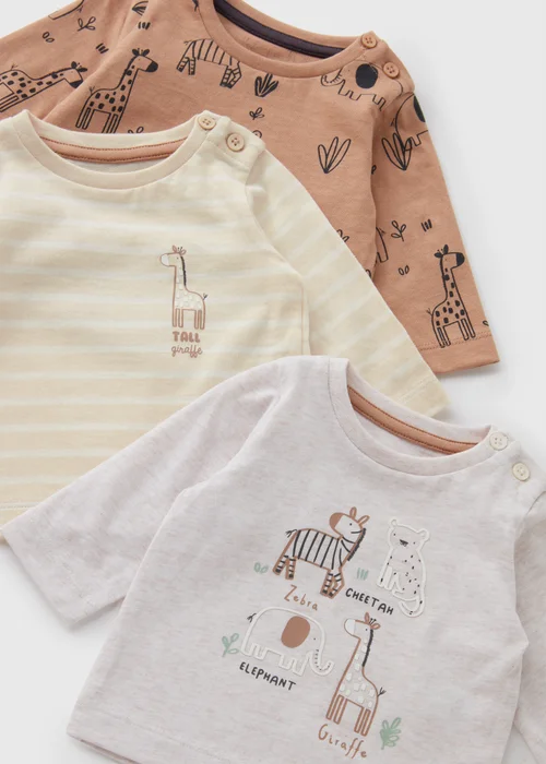 3 Pack Baby Giraffe Long Sleeve Tops (Newborn-23mths) - 0-3 months Image 2