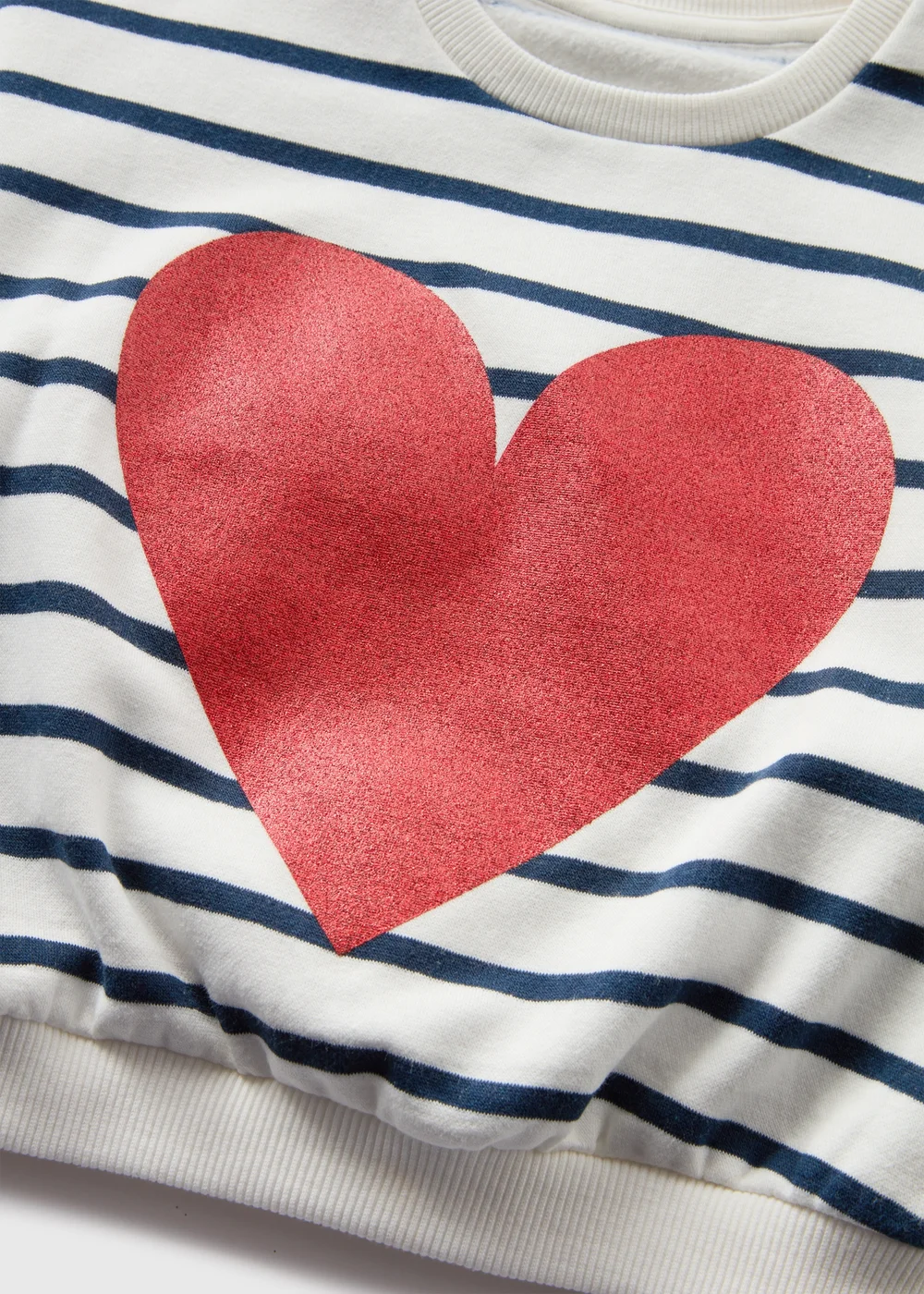 Girls Cream Stripe Heart Sweatshirt (1-7yrs) - 1-1.5 Yrs Image 2