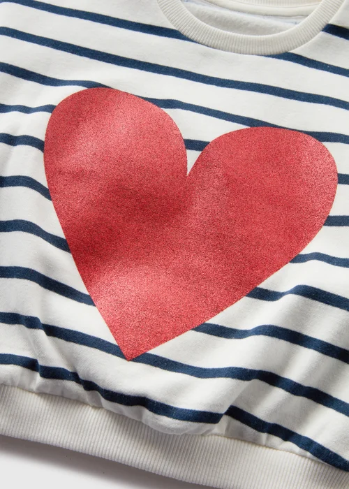 Girls Cream Stripe Heart Sweatshirt (1-7yrs) - 1-1.5 Yrs Image 2