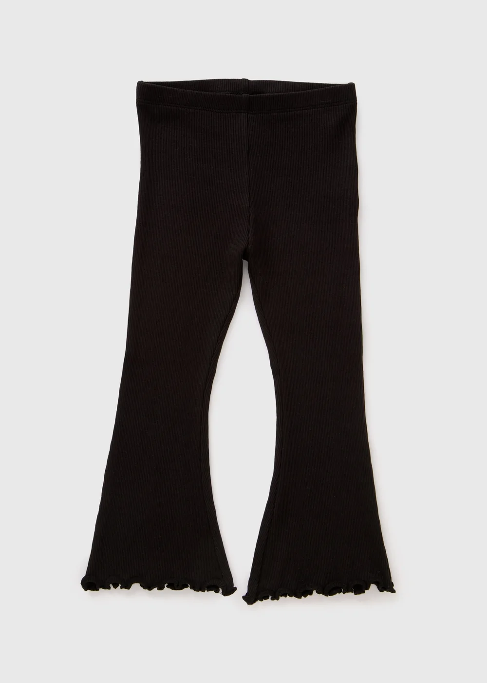 Girls Black Ribbed Flare Leggings (1-7yrs) - 1 half year to 2 Image 1