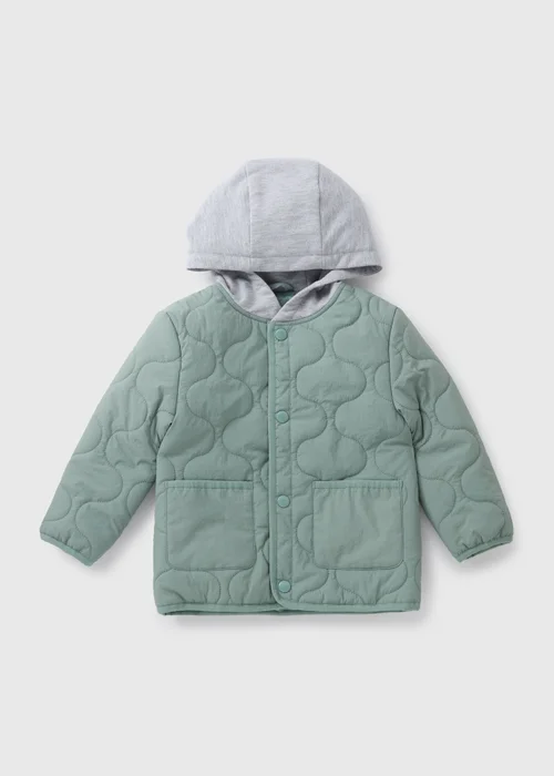 Boys Green Quilted Jersey Hooded Jacket (1-7yrs) - 2-3 Yrs Image 1