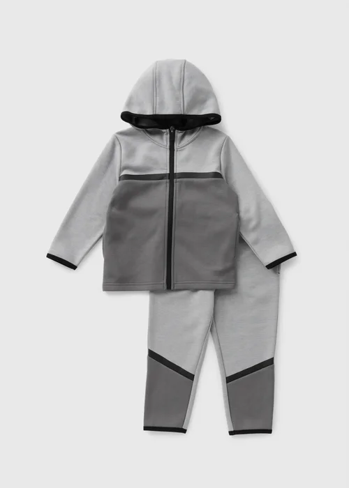 Boys Grey Zip Up Heat Seal Hoodie & Jogging Bottoms Set (1-7yrs) - 1-1.5 Yrs Image 1