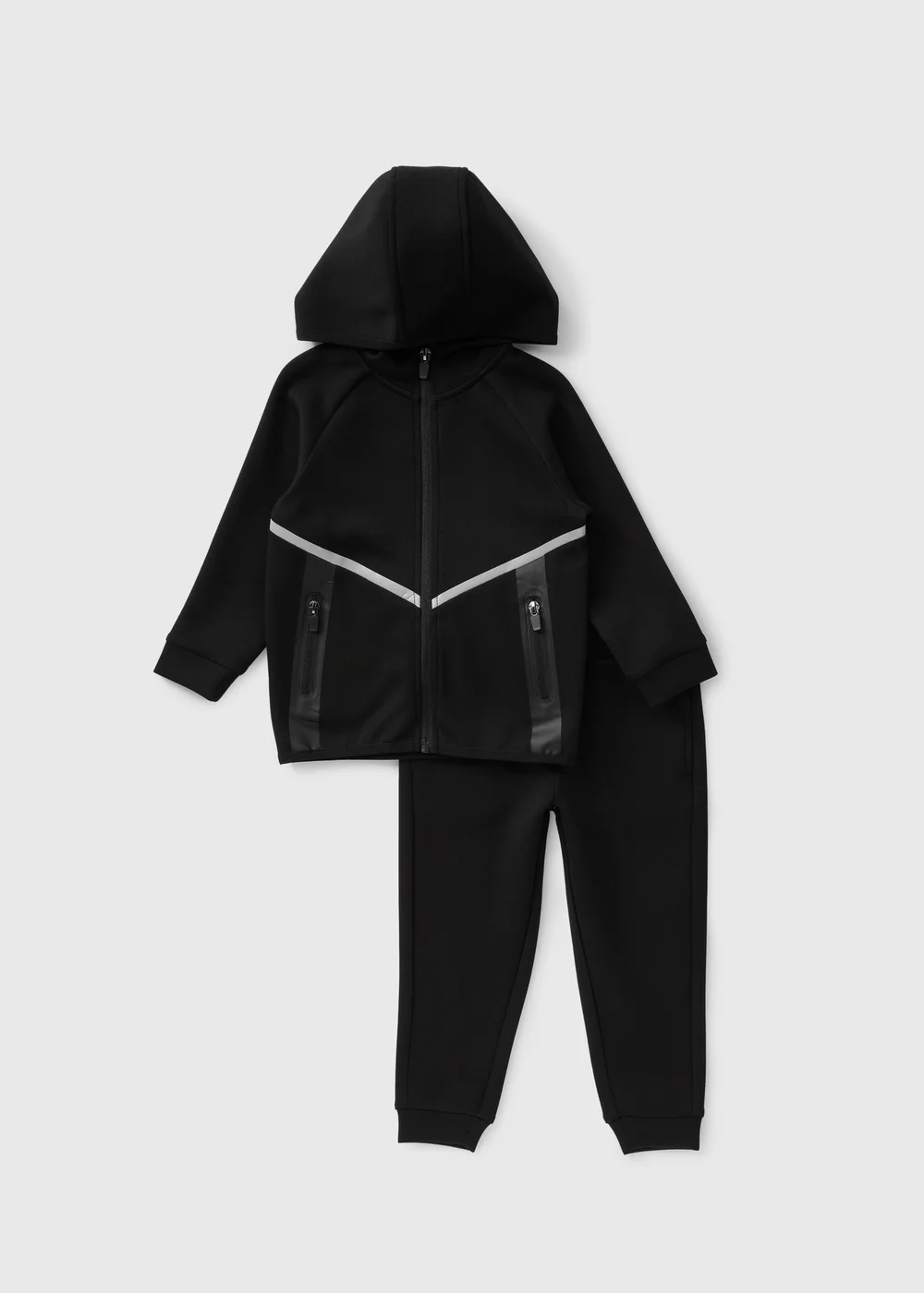 Boys Black Reflective Hoodie & Jogging Bottoms Set (1-7yrs) - 1-1.5 Yrs Image 1
