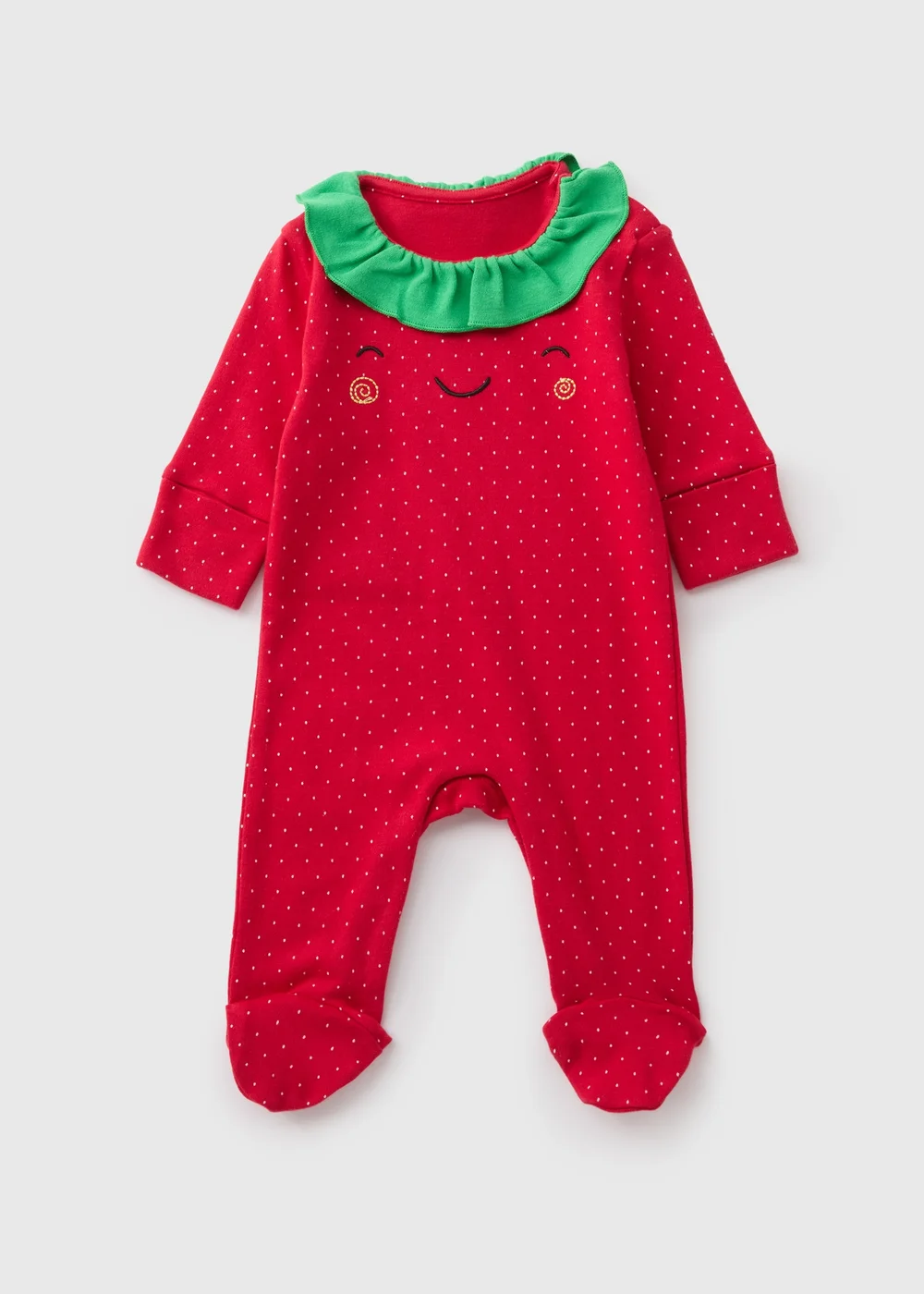 Baby Red Strawberry Sleepsuit (Newborn-23mths) - Age 0 - 3 Months Image 1