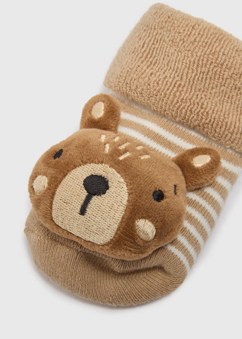 Baby Beige Bear Rattle Socks (Newborn-6mths) - 0-3 months Image 2