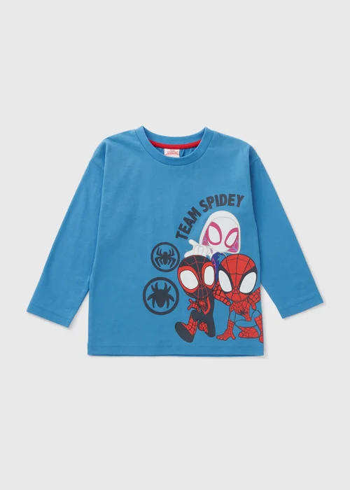 Marvel Boys Blue Spidey & Friends Long Sleeve Top (1-7yrs) - 1-1.5 Yrs Image 1