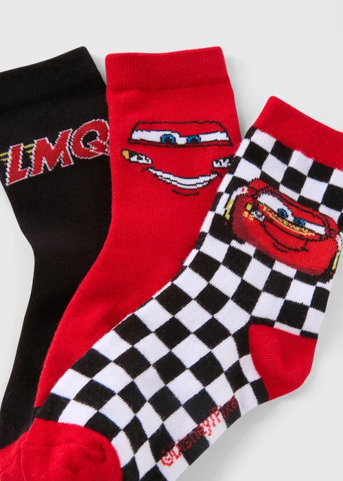 Cars 3 Pack Lightning McQueen Socks (Younger 6-Older12) - 6-8.5 Image 2
