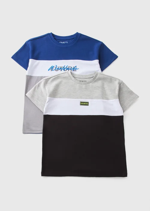 2 Pack Boys Multicolour Sporty T-Shirts (7-15yrs) - 7 Yrs Image 1