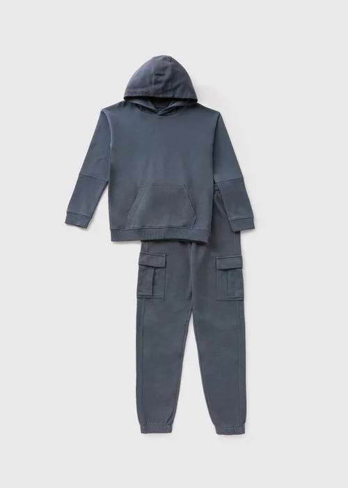 Boys Blue Petrol Washed Cargo Set (7-15yrs) - 7 Yrs Image 1