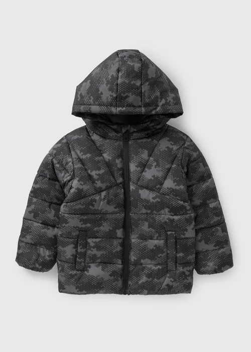 Boys Grey Camo Padded Coat (1-7yrs) - 1-1.5 Yrs Image 1