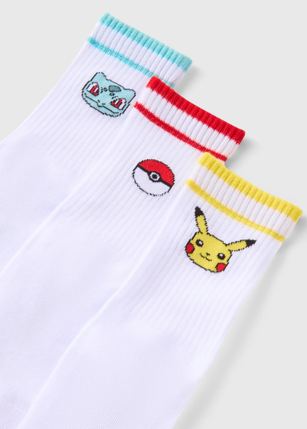 Pokémon 3 Pack Kids White Socks (Younger 9-Older 5.5) - 4-5.5 Image 2