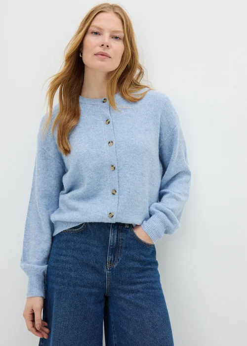 Pale Blue Crew Neck Cardigan - XS Image 2
