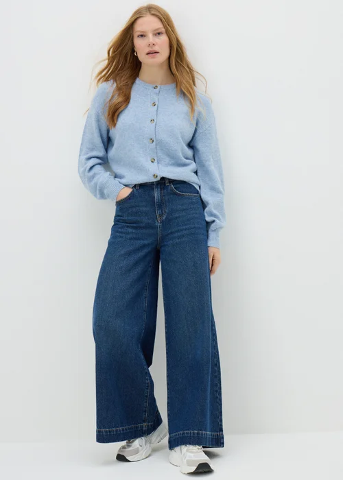 Pale Blue Crew Neck Cardigan - XS Image 1