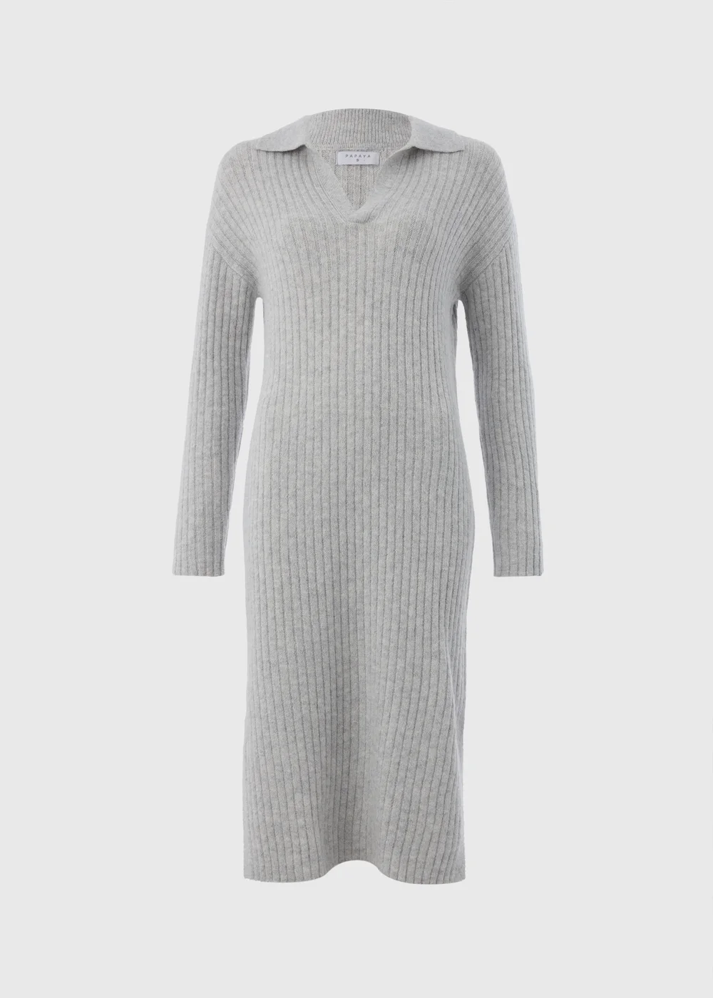 Grey Open Collar Knitted Dress - XS Image 4