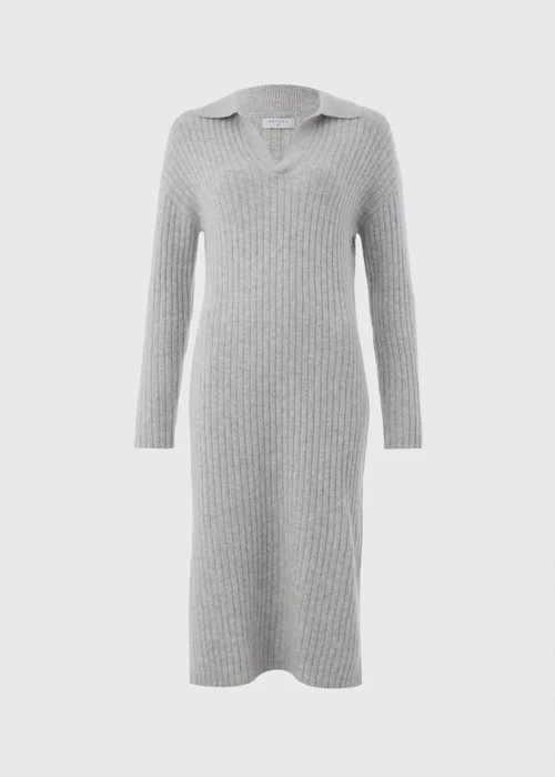 Grey Open Collar Knitted Dress - XS Image 4
