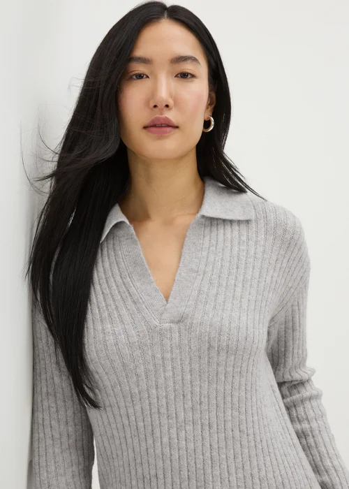 Grey Open Collar Knitted Dress - XS Image 3