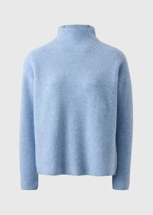 Pale Blue High Neck Ribbed Knit Jumper - XS Image 4