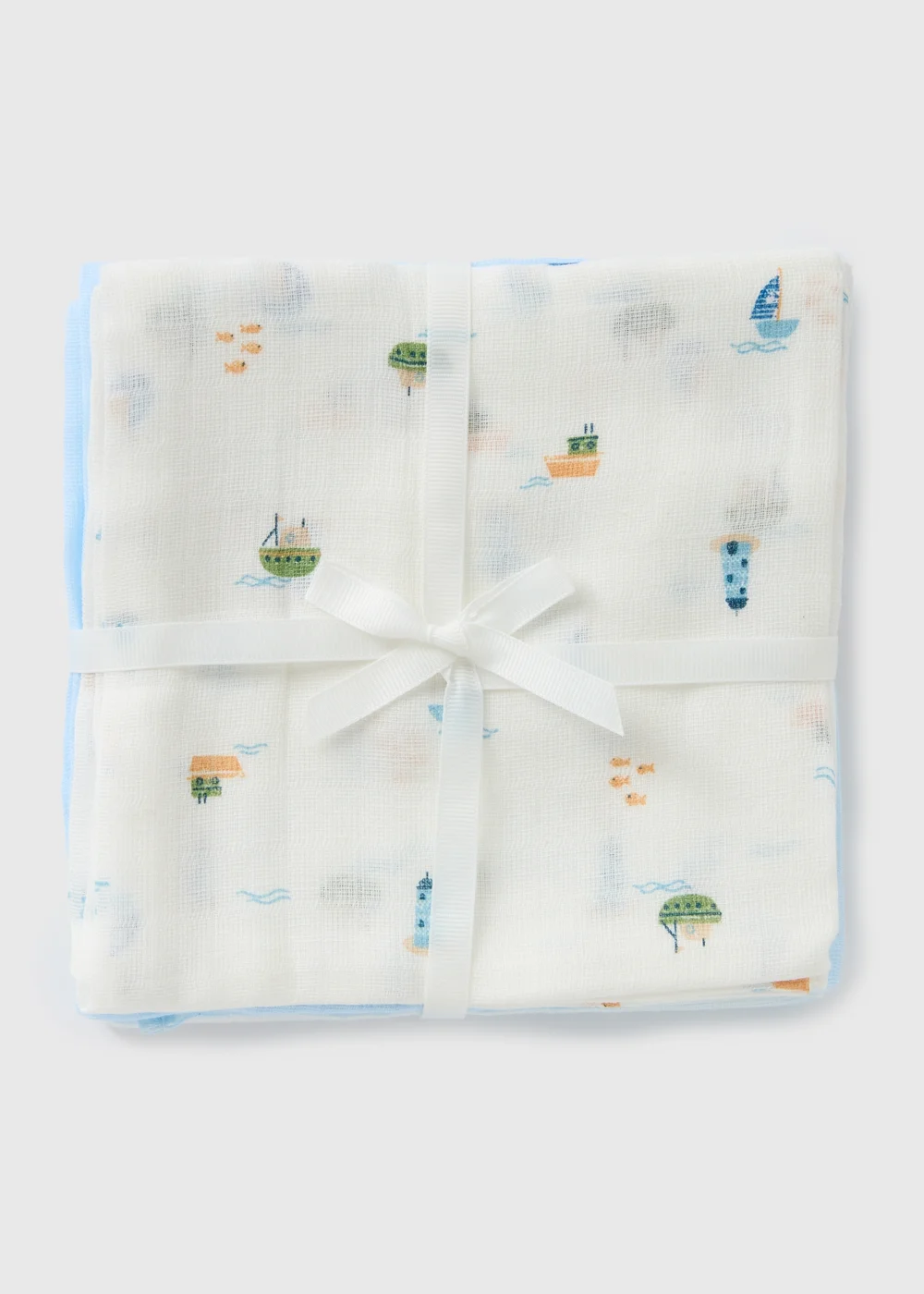 3 Pack Baby Blue Muslin Cloths - One Size Image 1