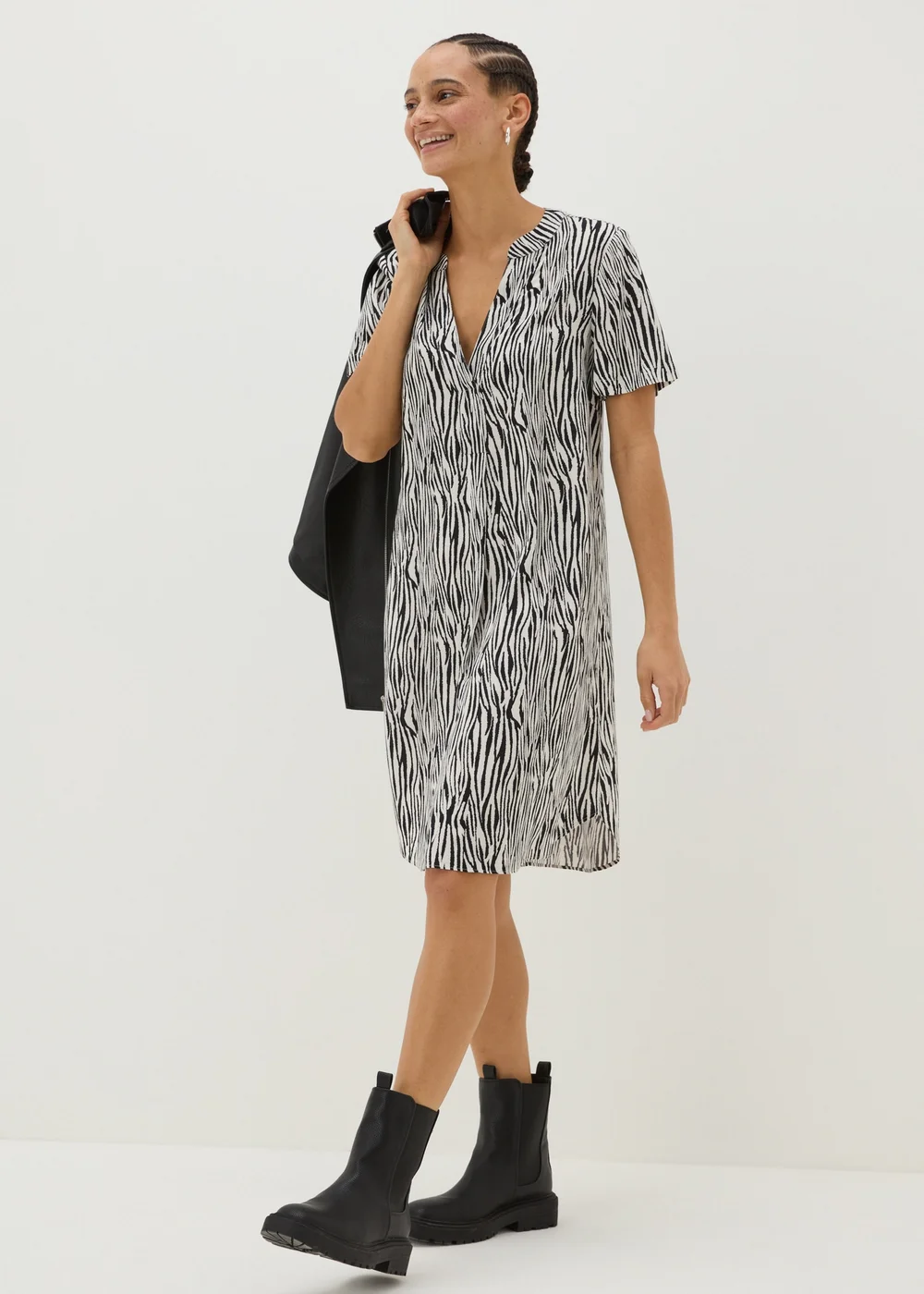 Black Zebra Print Tunic Dress - 8 Image 1