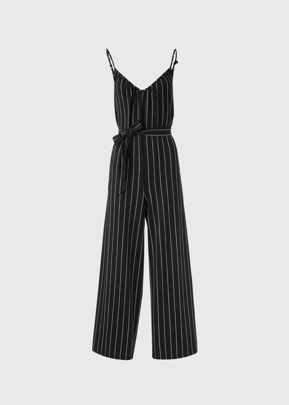 Black Jersey Stripe Wide Leg Jumpsuit - 8 Image 4