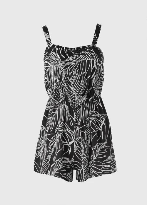 Black Leaf Print Playsuit - 8 Image 4