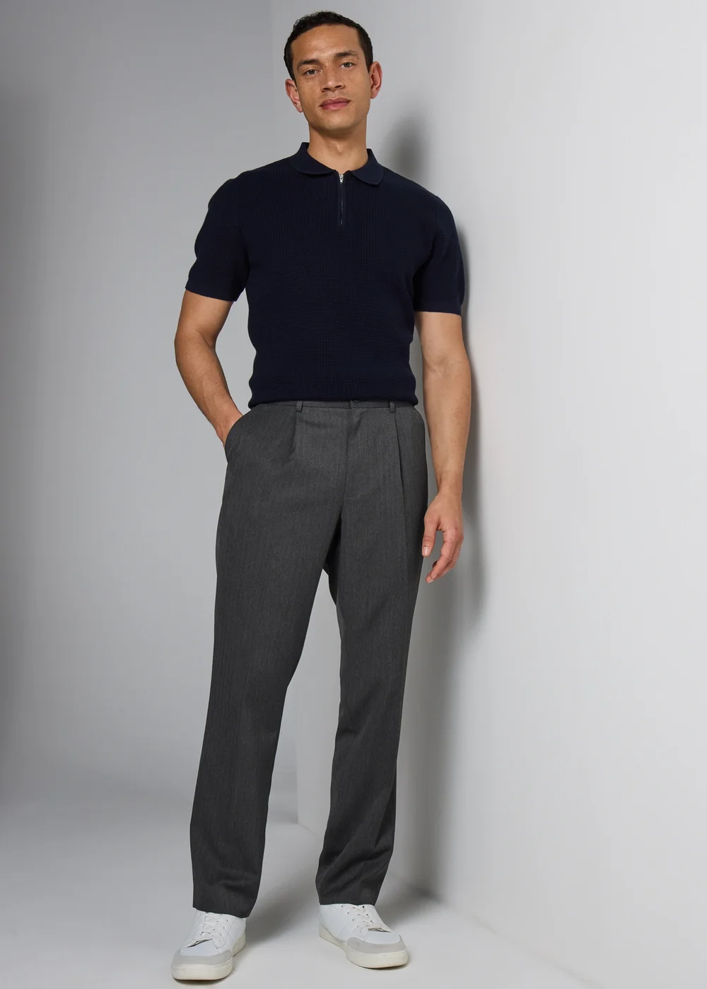 Taylor & Wright Charcoal Regular Fit Flexi Waist Trousers - 32/L29 Image 2