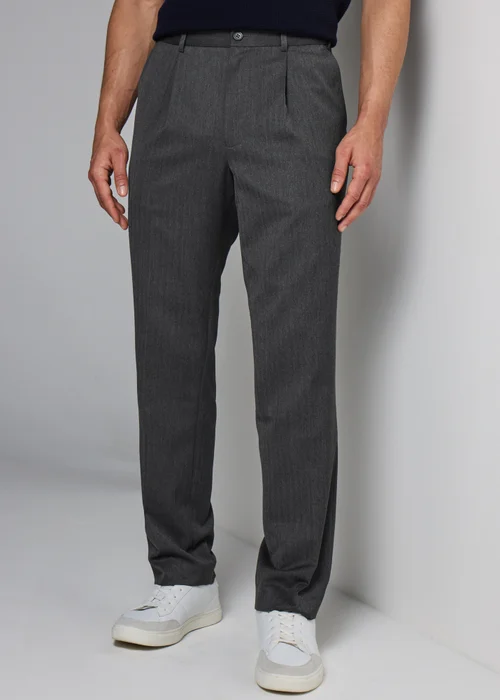 Taylor & Wright Charcoal Regular Fit Flexi Waist Trousers - 32/L29 Image 1