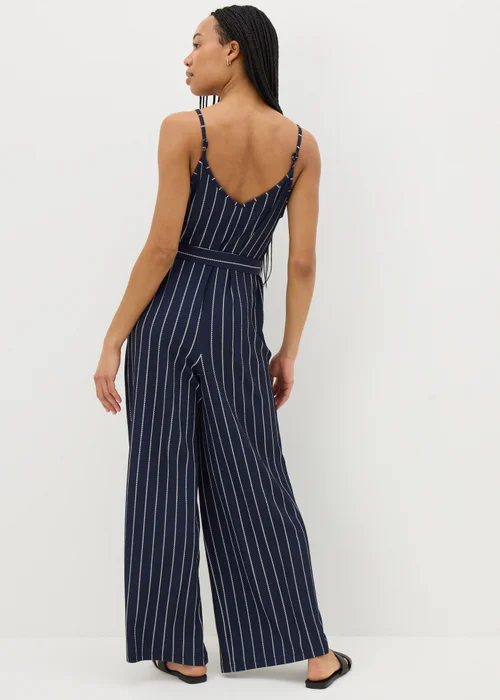 Navy Stripe Wide Leg Jersey Jumpsuit - 8 Image 3