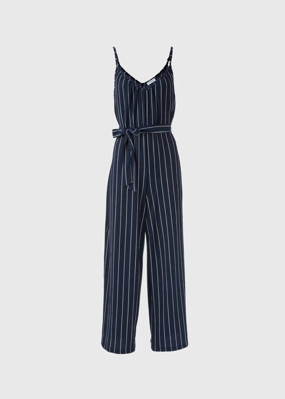 Navy Stripe Wide Leg Jersey Jumpsuit - 8 Image 4