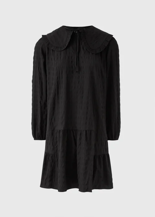 Black Oversized Collar Mini Dress - 8 Image 4