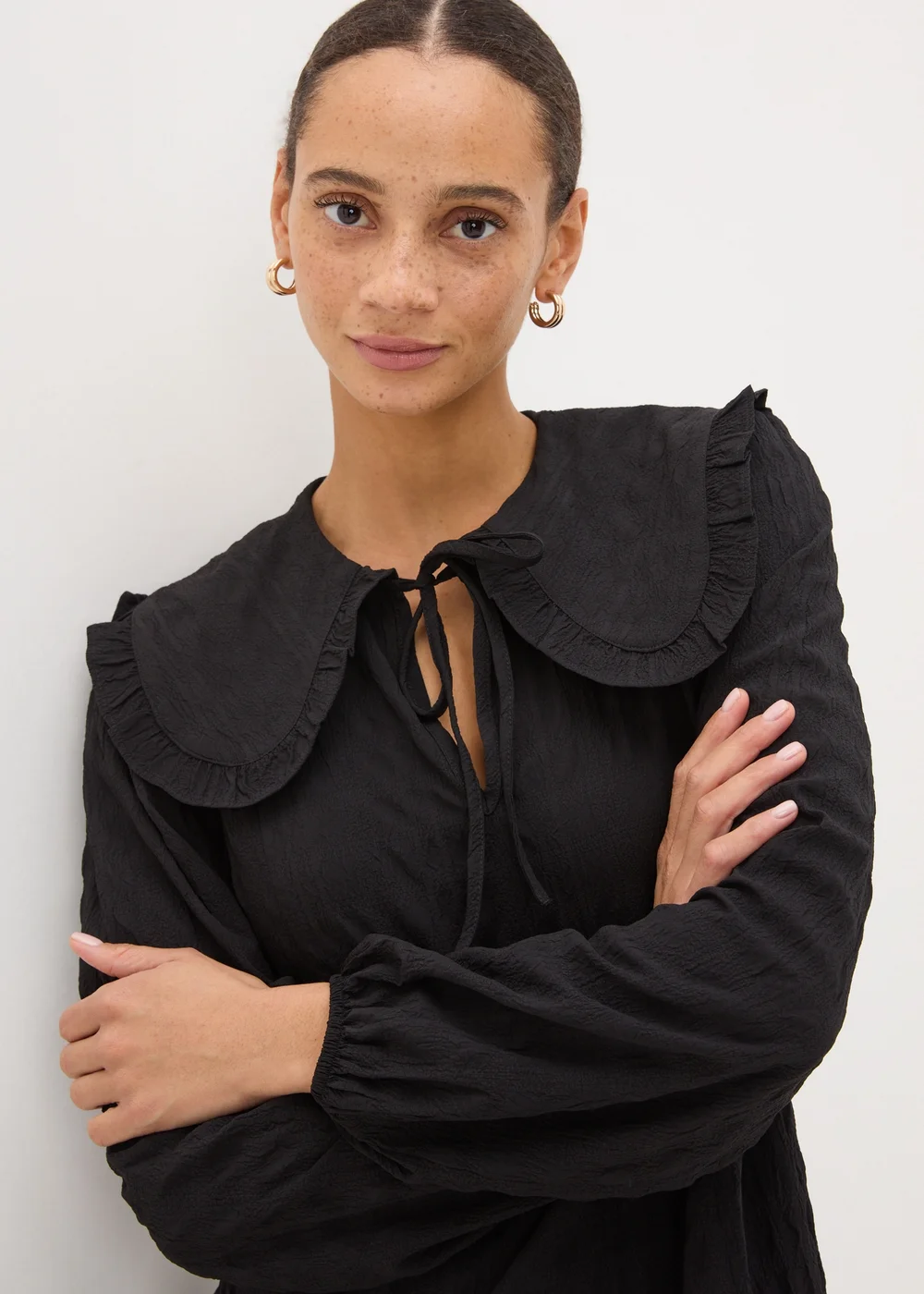 Black Oversized Collar Mini Dress - 8 Image 1