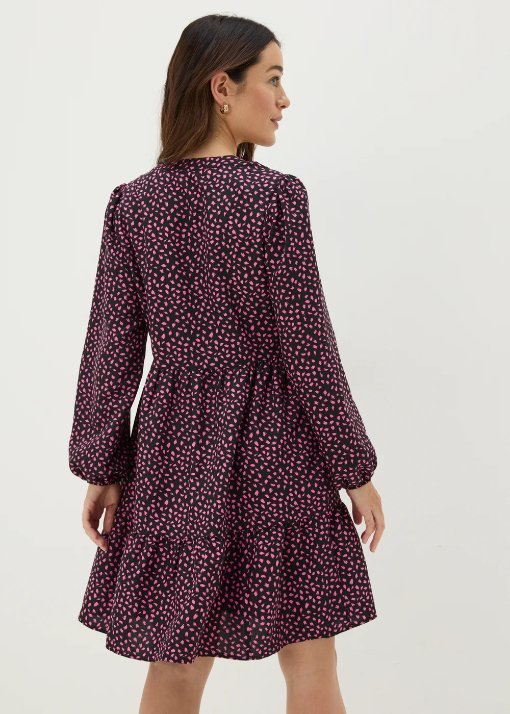 Pink Patterned Smock Mini Dress - 8 Image 2