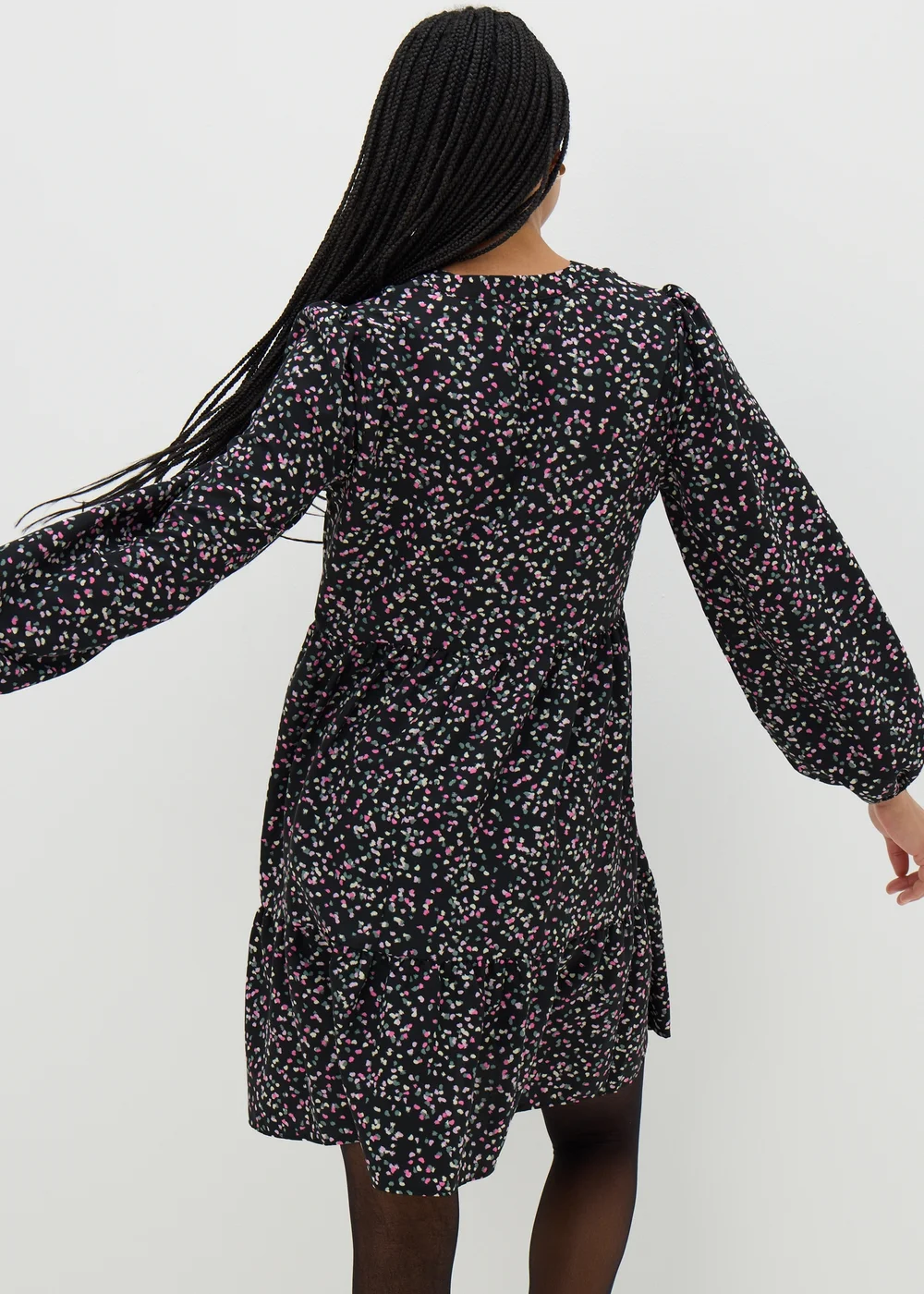 Black Confetti Smock Mini Dress - 8 Image 2
