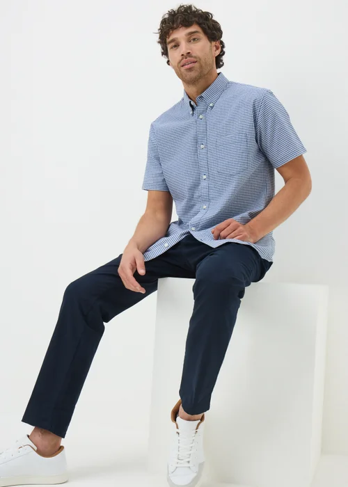 Blue Check Short Sleeve Oxford Shirt - S Image 1