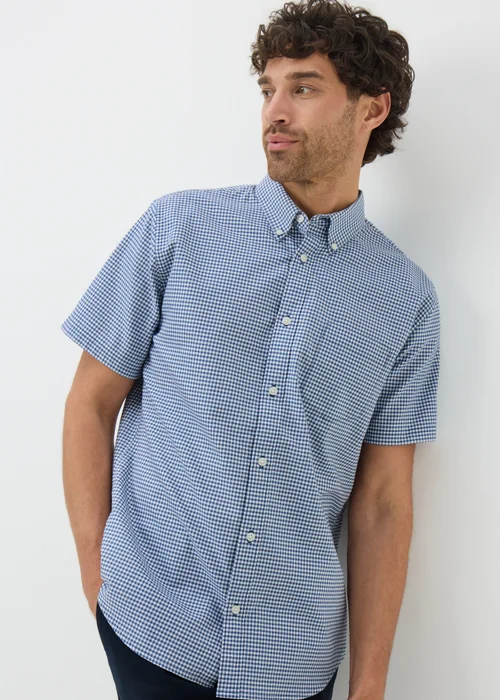 Blue Check Short Sleeve Oxford Shirt - S Image 2