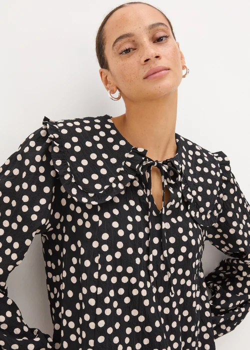 Black Spot Oversized Collar Mini Dress - 8 Image 1