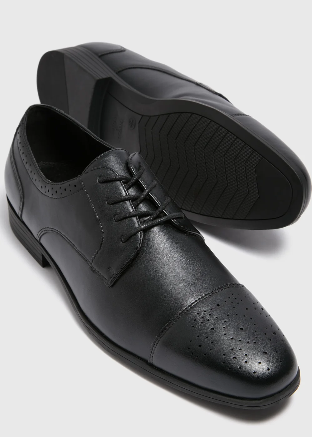 Black Faux Leather Brogue Shoes - 6 Image 2