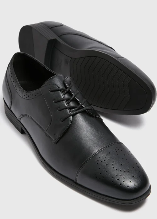 Black Faux Leather Brogue Shoes - 6 Image 2