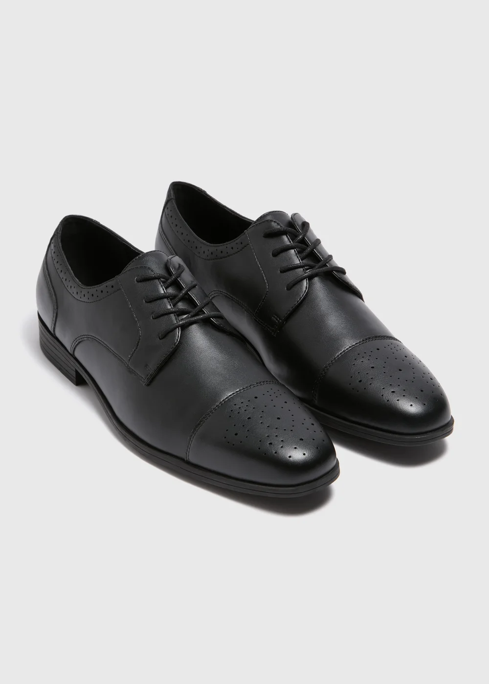 Black Faux Leather Brogue Shoes - 6 Image 1