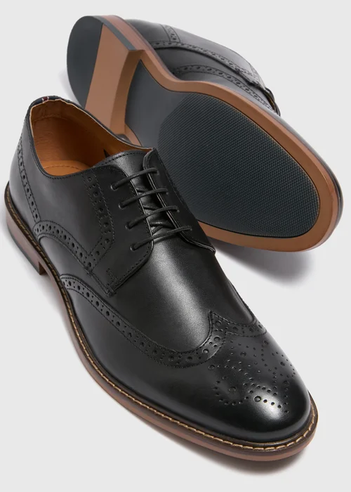 Black Leather Brogue Shoes - 6 Image 2