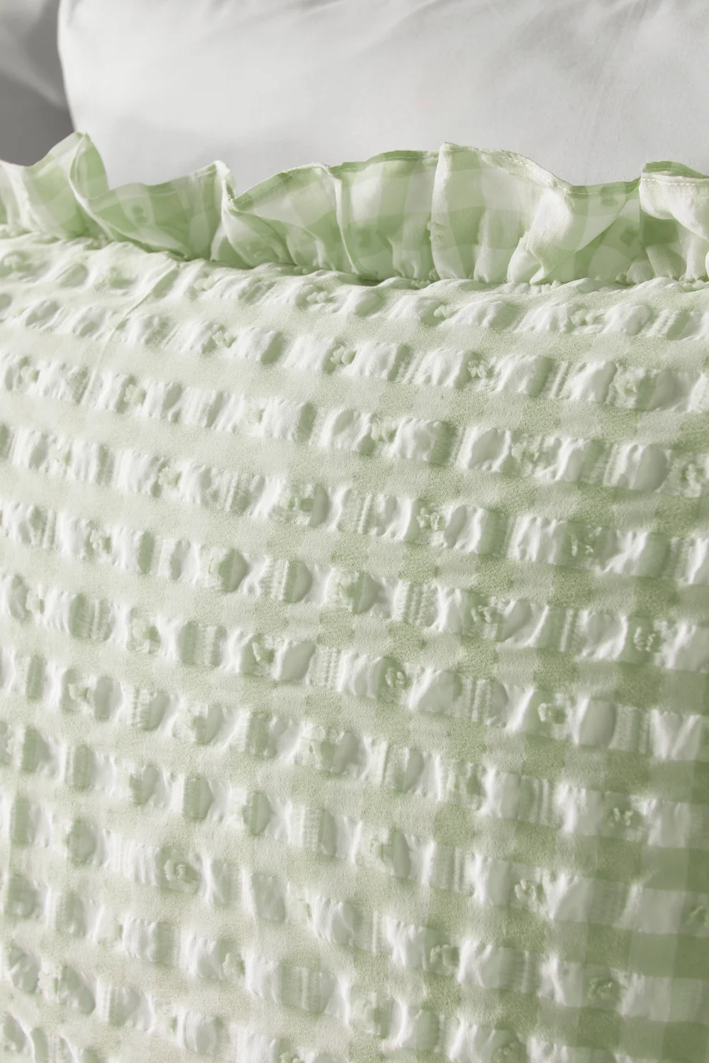 Green Gingham Seersucker Duvet Set - Single Image 2