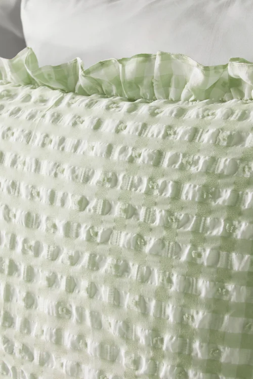Green Gingham Seersucker Duvet Set - Single Image 2