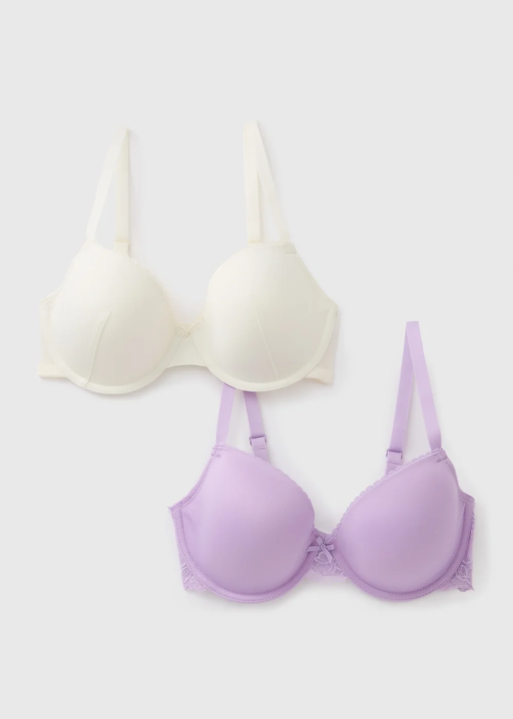 2 Pack Lilac & Cream T-Shirt Bra - 32A Image 1