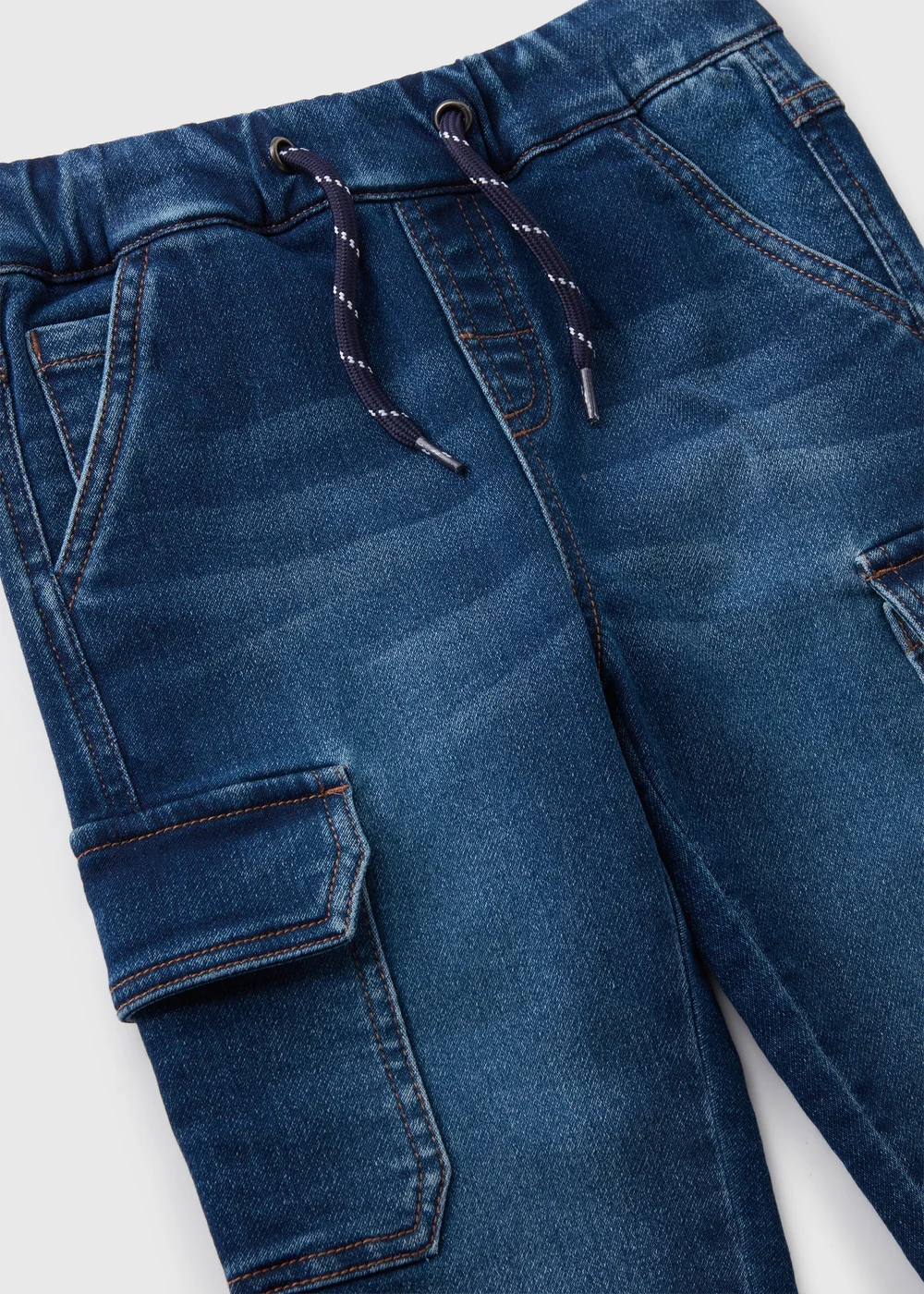 Boys Blue Knit Cuffed Cargo Jeans (1-7yrs) - 1 half year to 2 Image 2