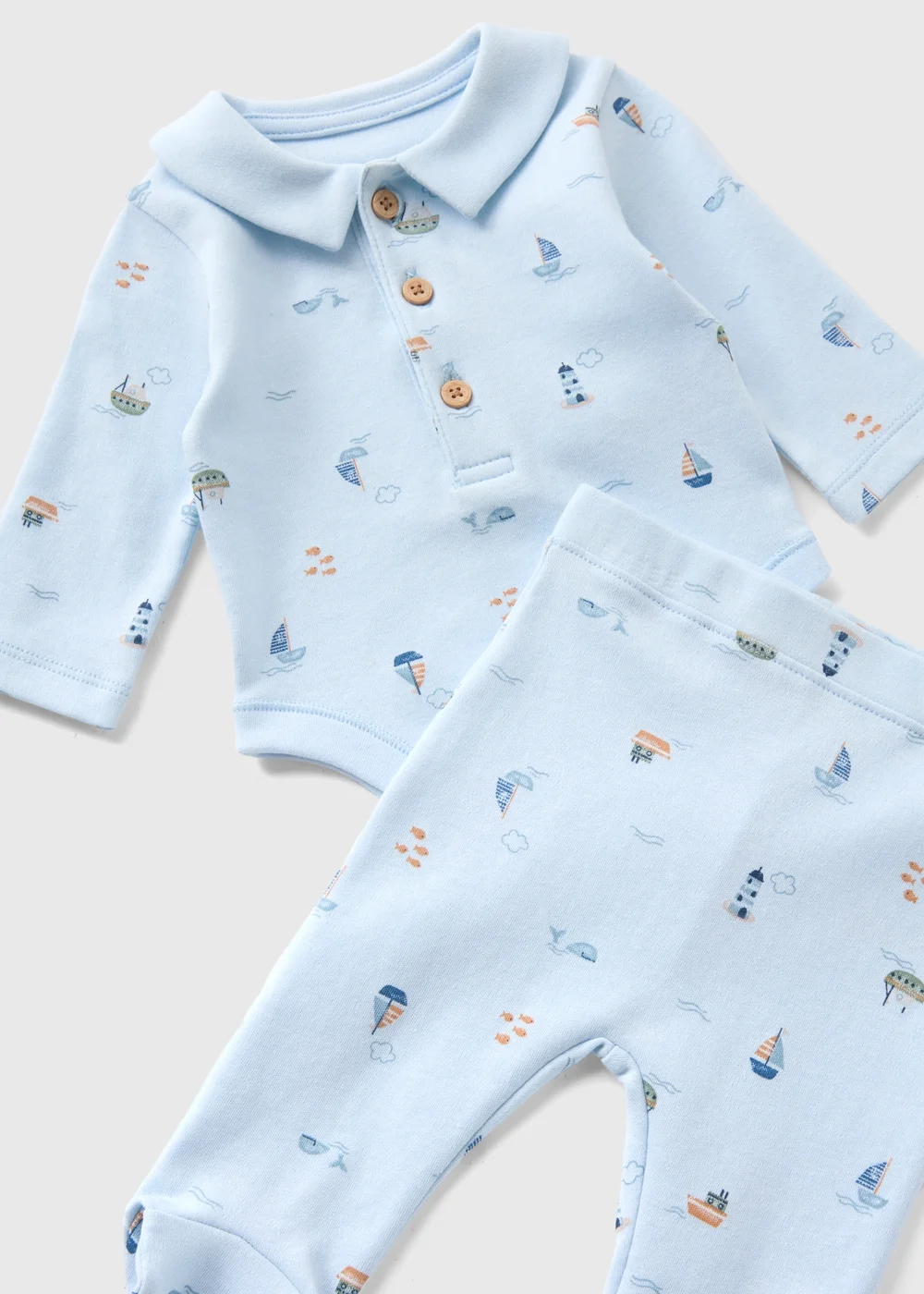 2 Piece Baby Blue Boat Bodysuit & Legging Set (Newborn-18mths) - 0-3 months Image 2