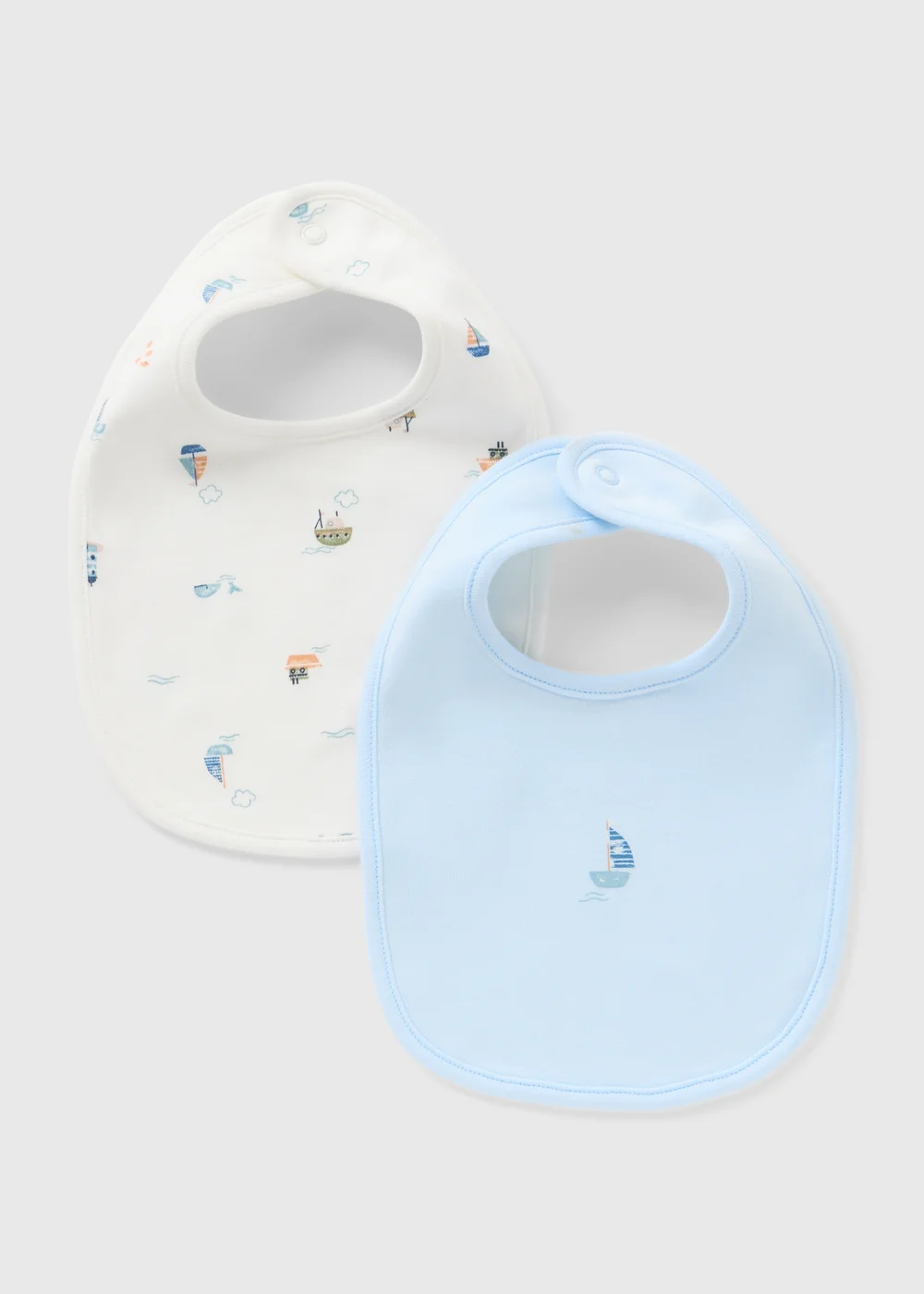 2 Pack Baby Blue Boat Bibs - One Size Image 1