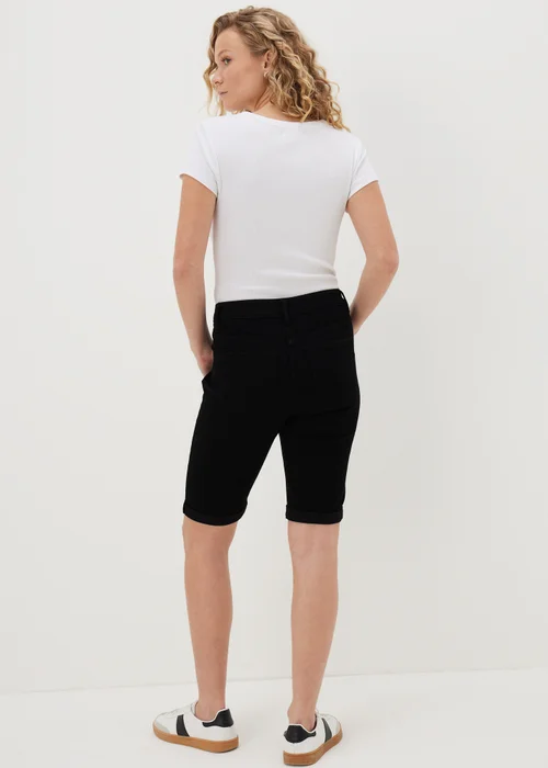 Black Denim Knee Length Shorts - 8 Image 3