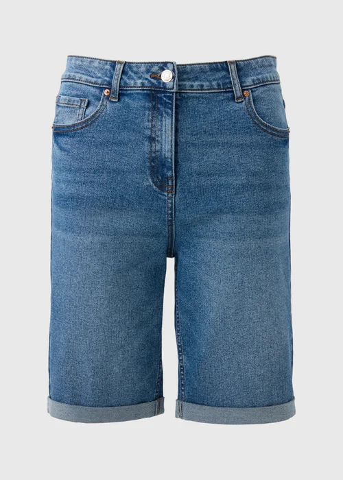 Blue Mid Wash Denim Knee Length Shorts - 8 Image 4