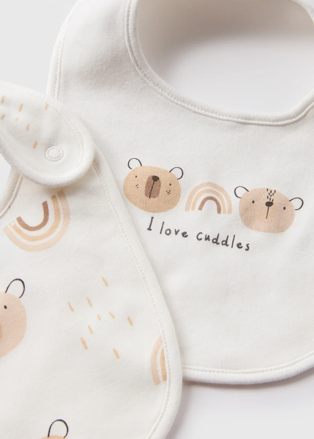 2 Pack Baby Cream Bear Bibs - One Size Image 1